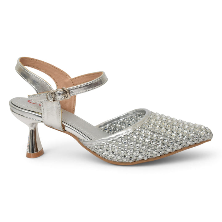 Silver Bridal Court Shoes - l087280