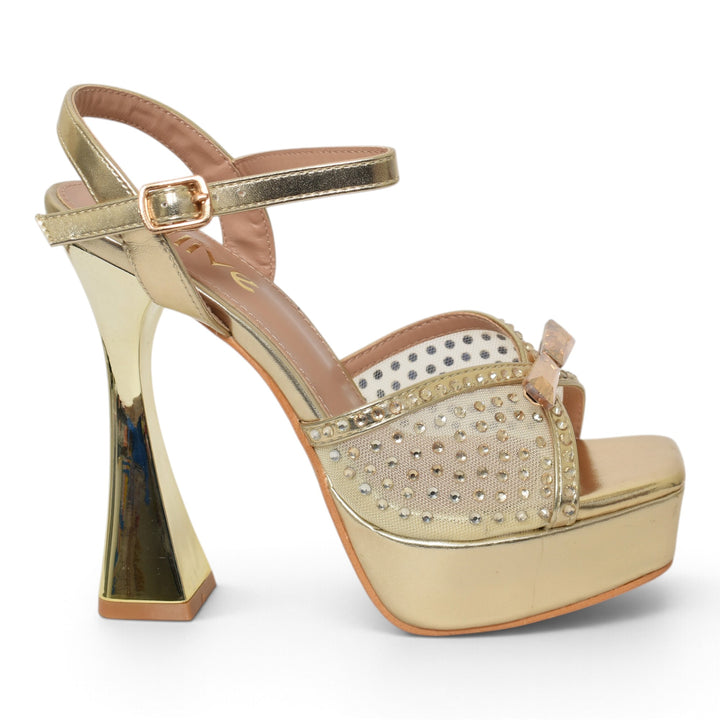 Golden Bridal Sandal Heels - l065801