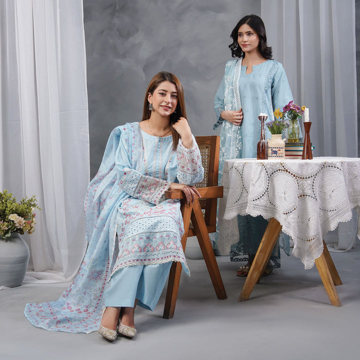 3-PC Luxury Embroidered cambric & NET