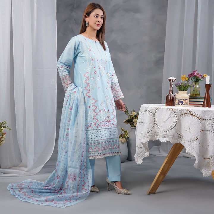 3-PC Luxury Embroidered cambric & NET