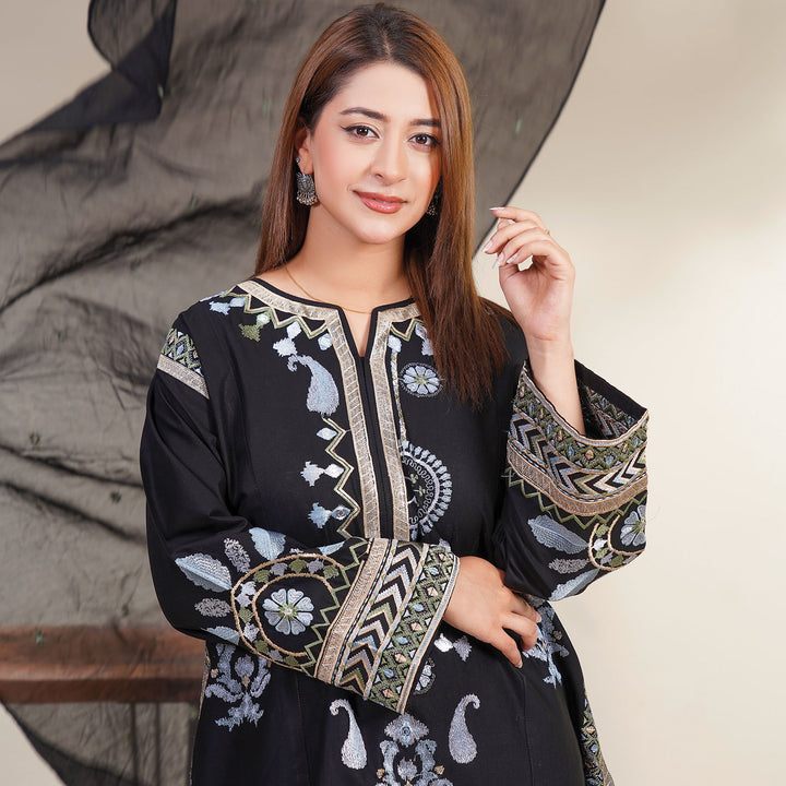3-PC Luxury Embroidered cambric & NET