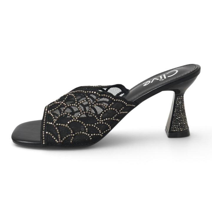 Black Bridal Slipper Heels - l045236
