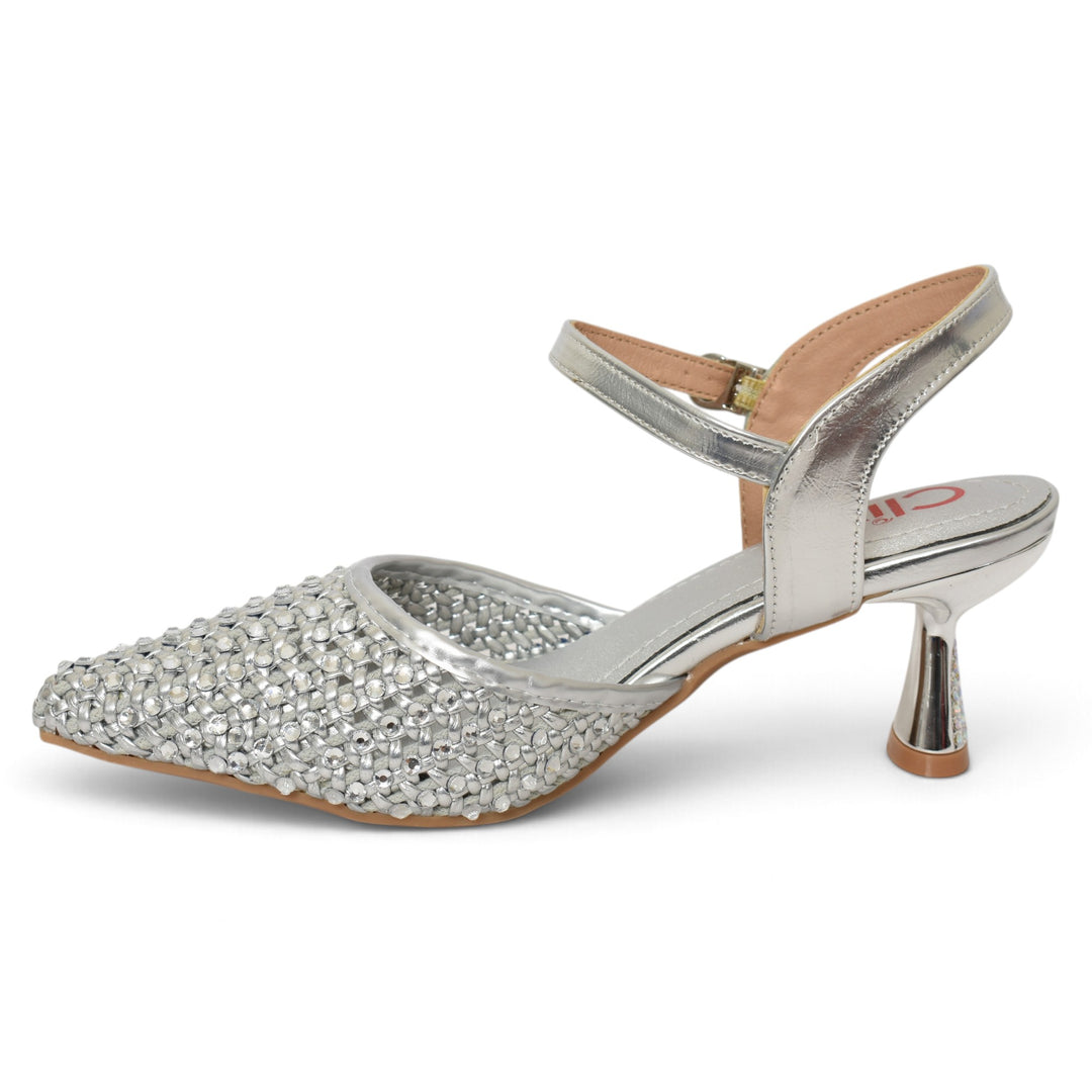 Silver Bridal Court Shoes - l087280