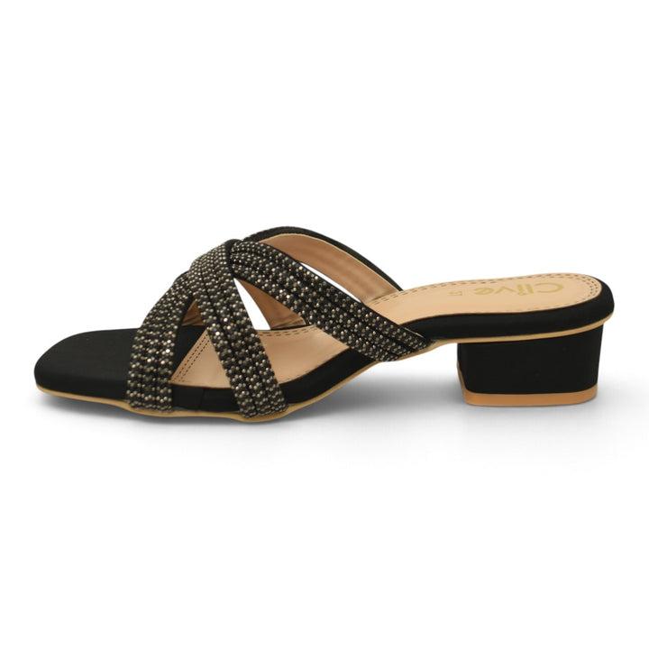 Black Fancy Flat Slipper - L042352