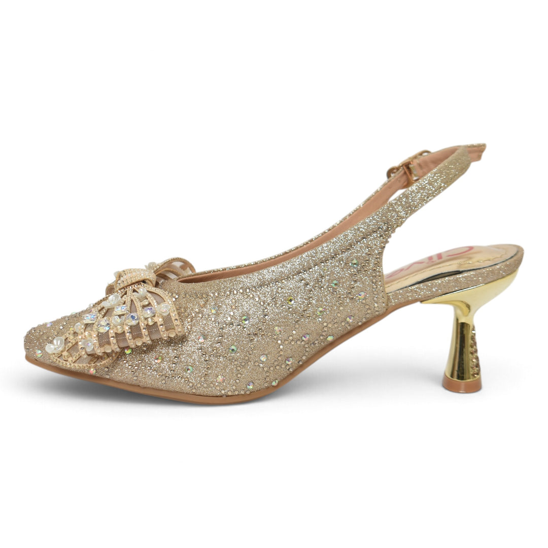 Golden Bridal Court Shoes - L087274