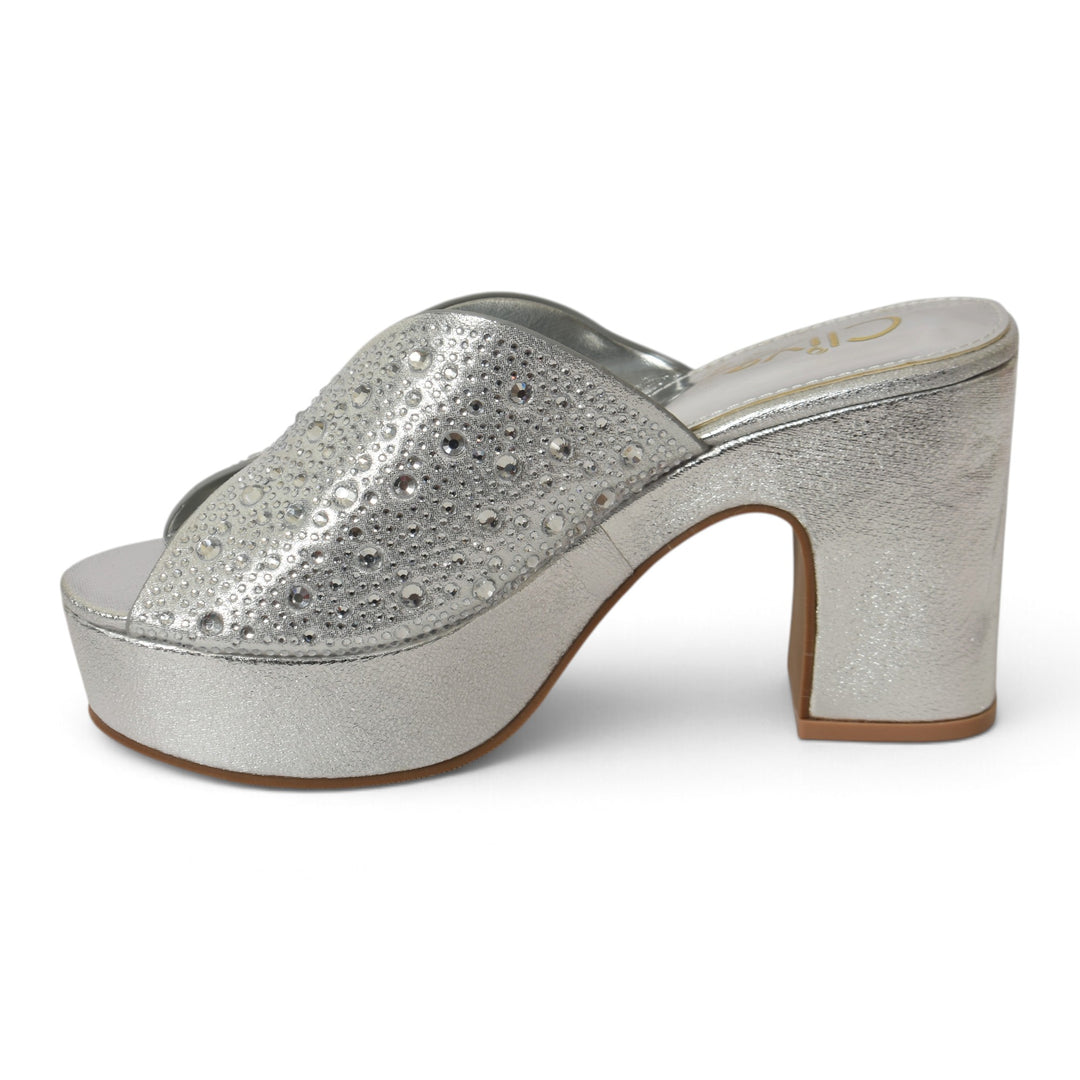 Silver Bridal Slipper Heels - l045243