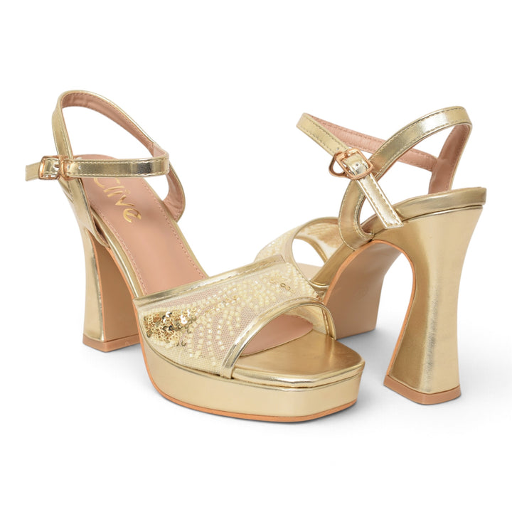 Golden Bridal Sandal Heels - l065806
