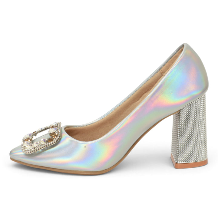 Silver Bridal Court Shoes - L087252