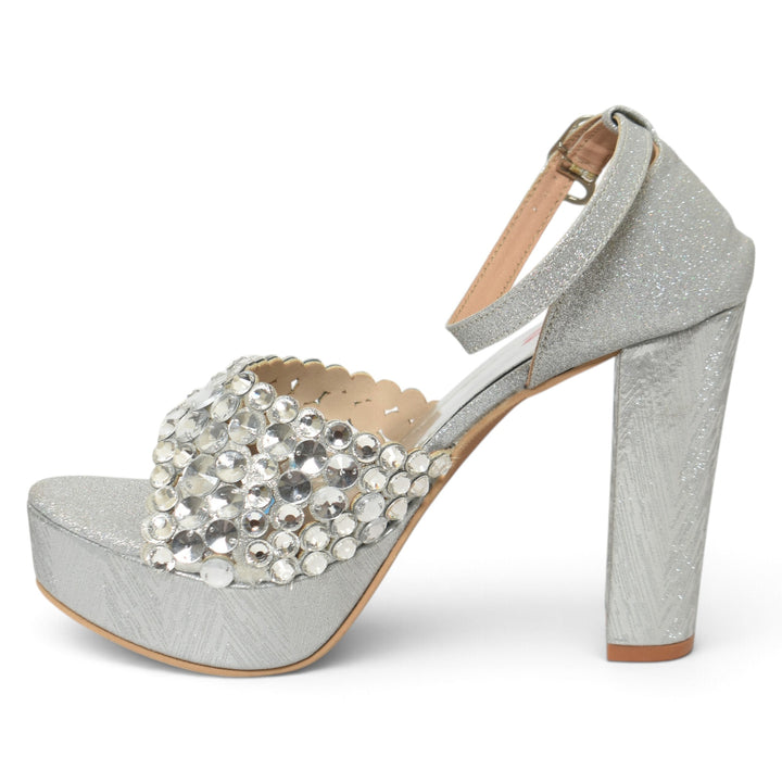 Silver Bridal Sandal Heels - L065820