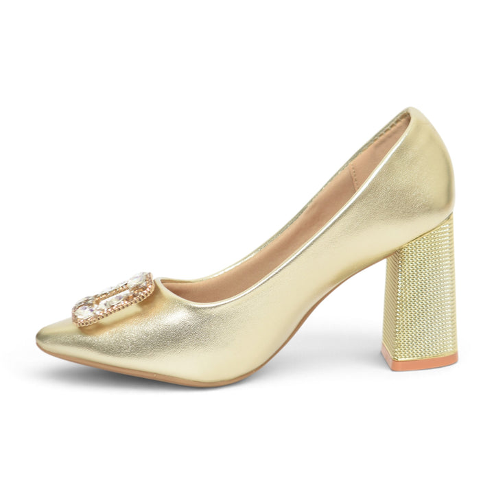 Golden Bridal Court Shoes - L087252