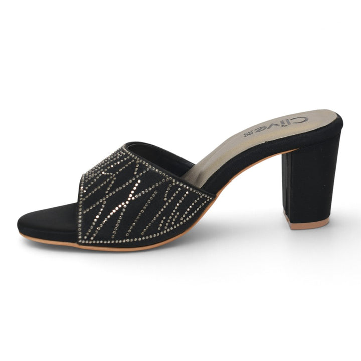 Black Bridal Slipper Heels - L045277