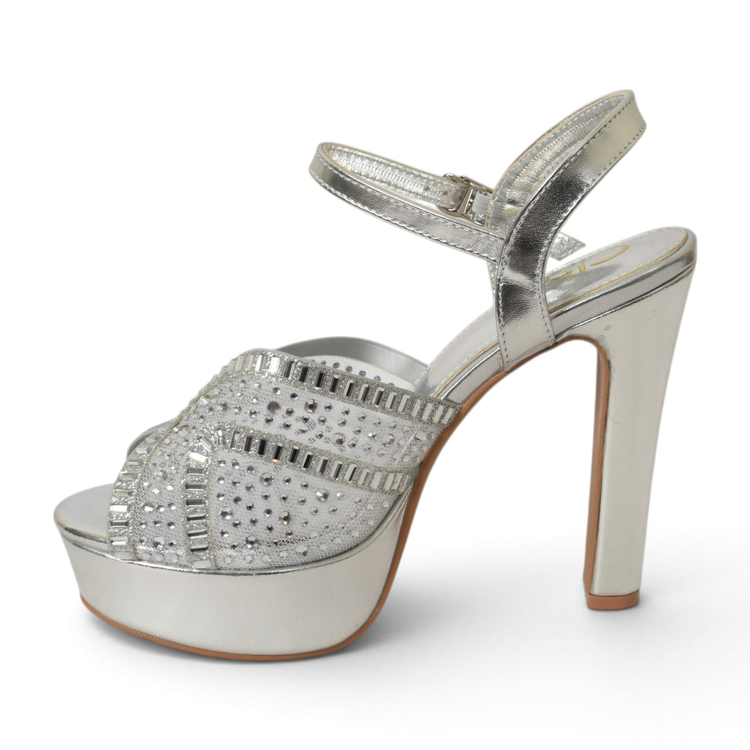 Silver Bridal Sandal Heels - l065816