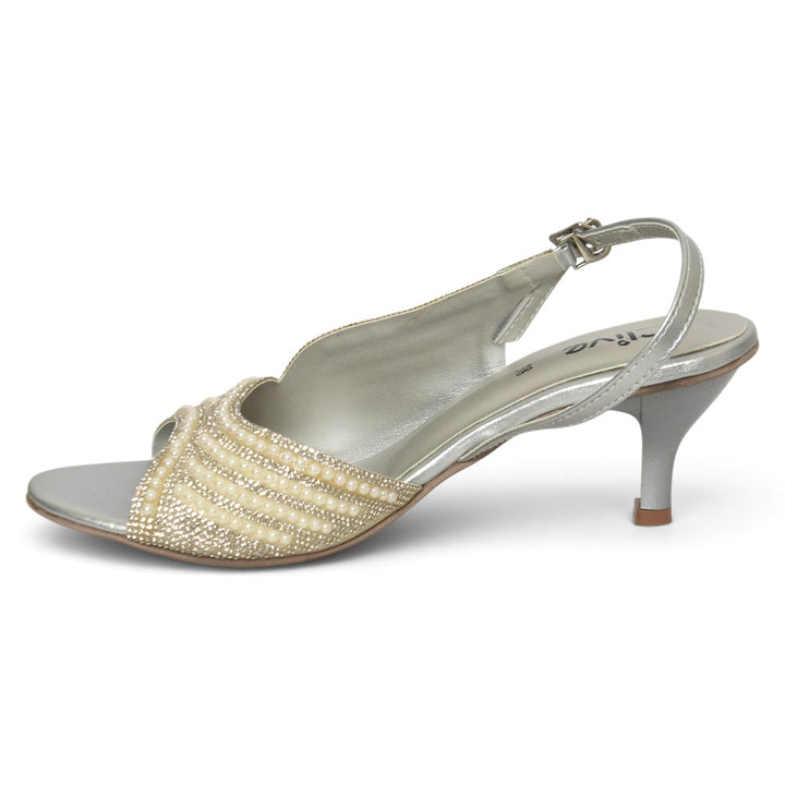 Silver Bridal Sandal Heels - L065840