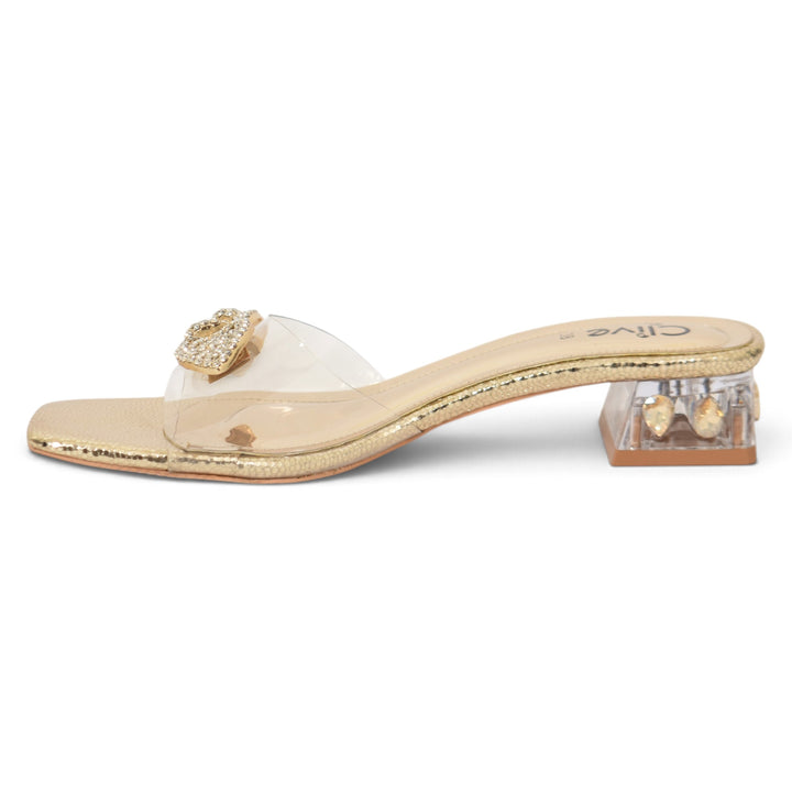 Golden Bridal Slipper Heels - l045267