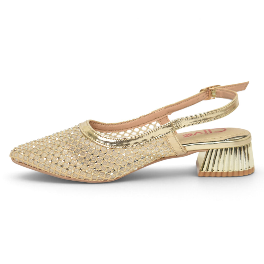Golden Bridal Court Shoes - L087265