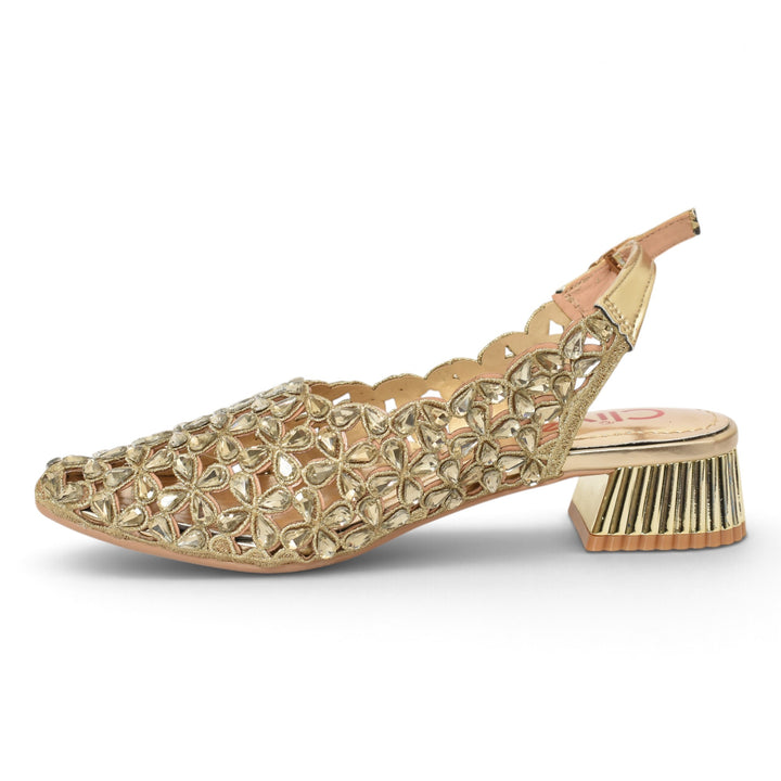 Golden Bridal Court Shoes - l087264