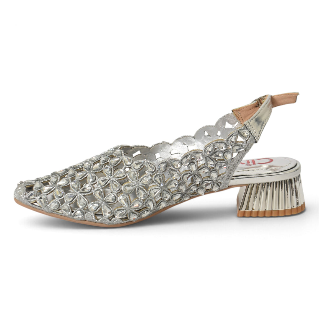Silver Bridal Court Shoes - l087264