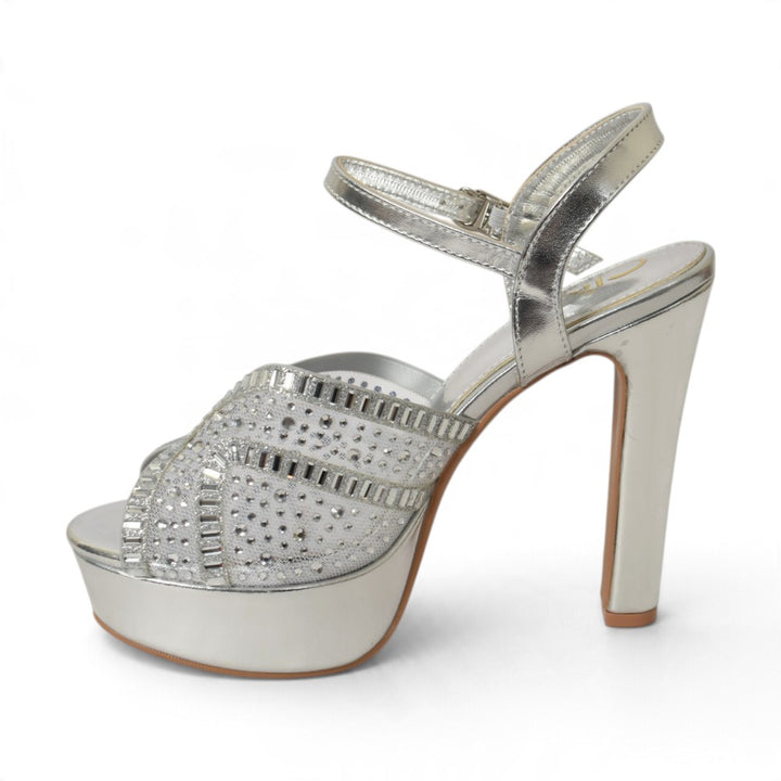 Silver Bridal Sandal Heels - l065816