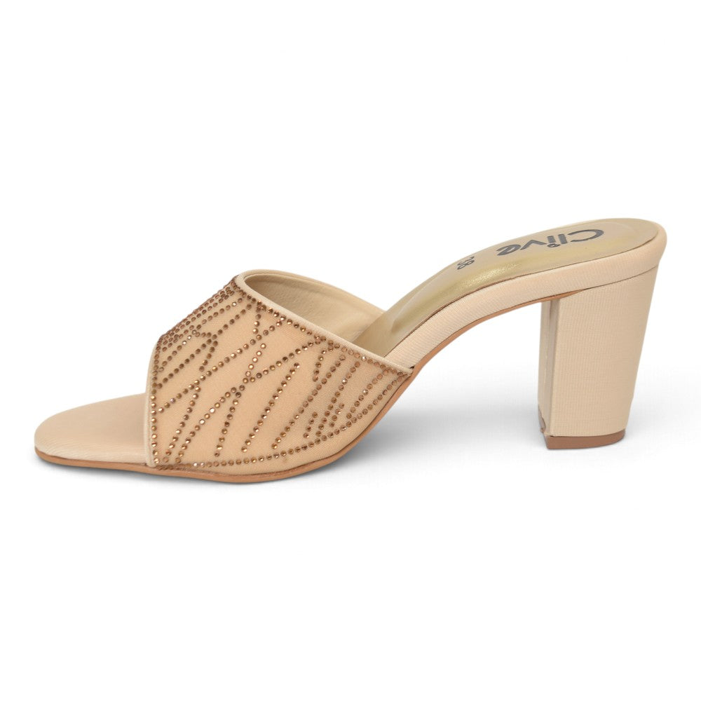 Golden Bridal Slipper Heels - L045277