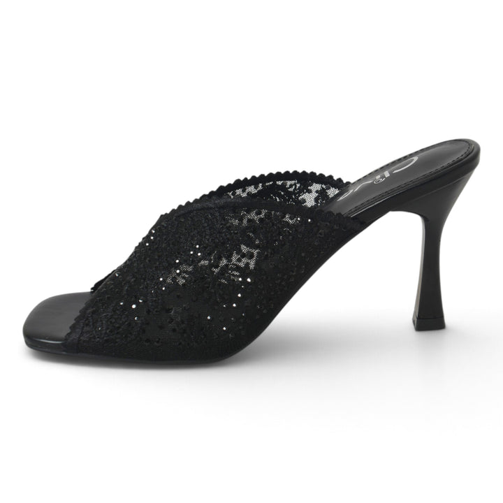 Black Bridal Slipper Heels - l045237