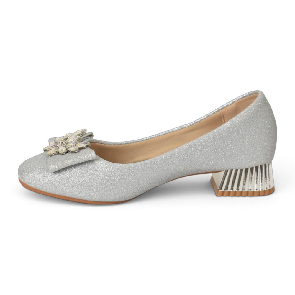 Silver Bridal Court Shoes - l087267