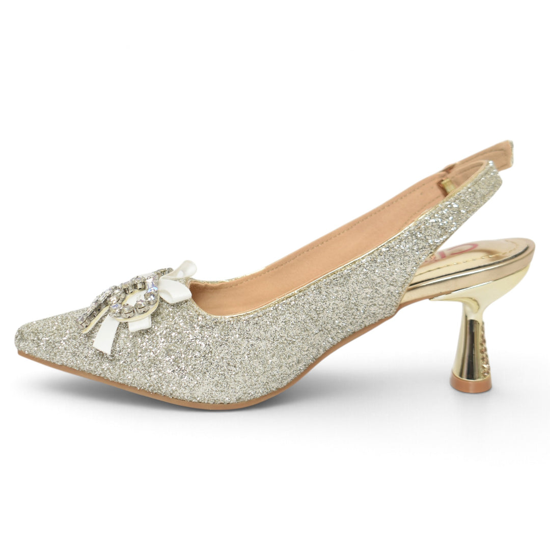 Golden Bridal Court Shoes - L087278
