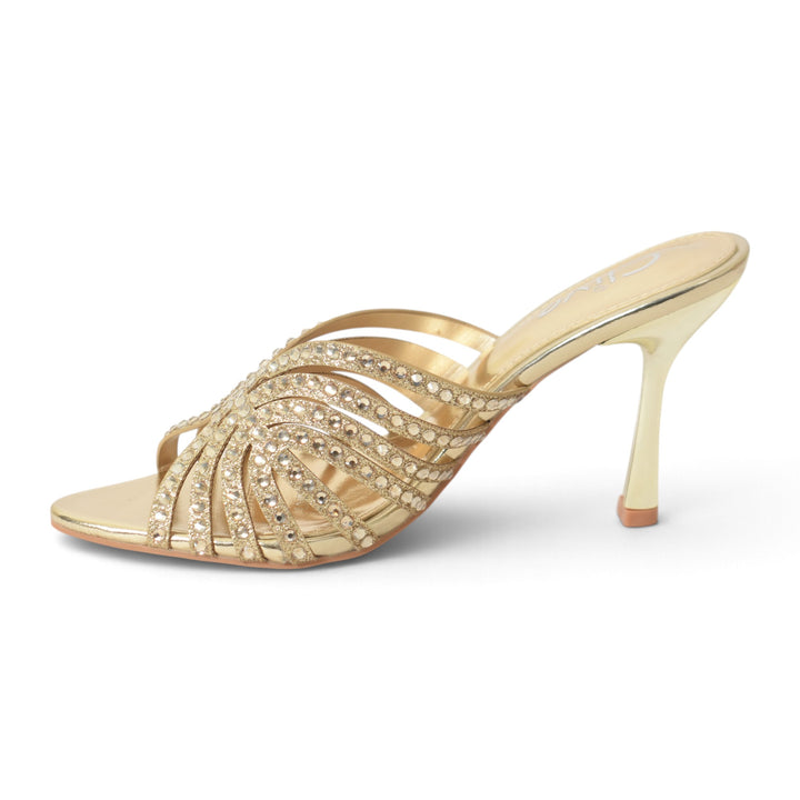 Golden Bridal Slipper Heels - l045240