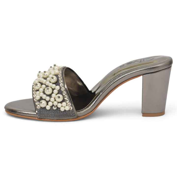 Grey Bridal Slipper Heels - l045276
