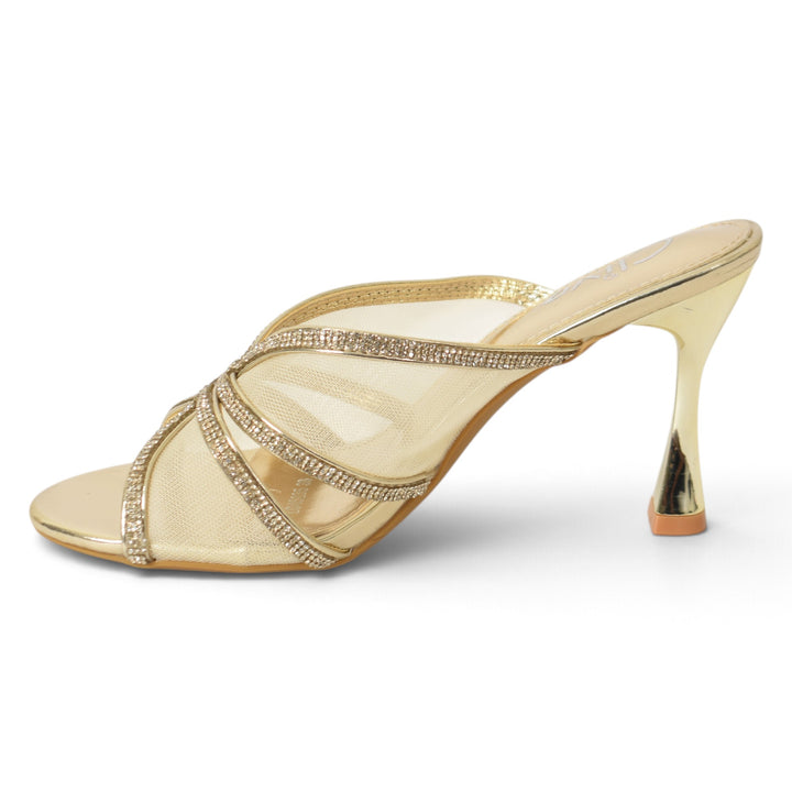 Golden Bridal Slipper Heels - l045235