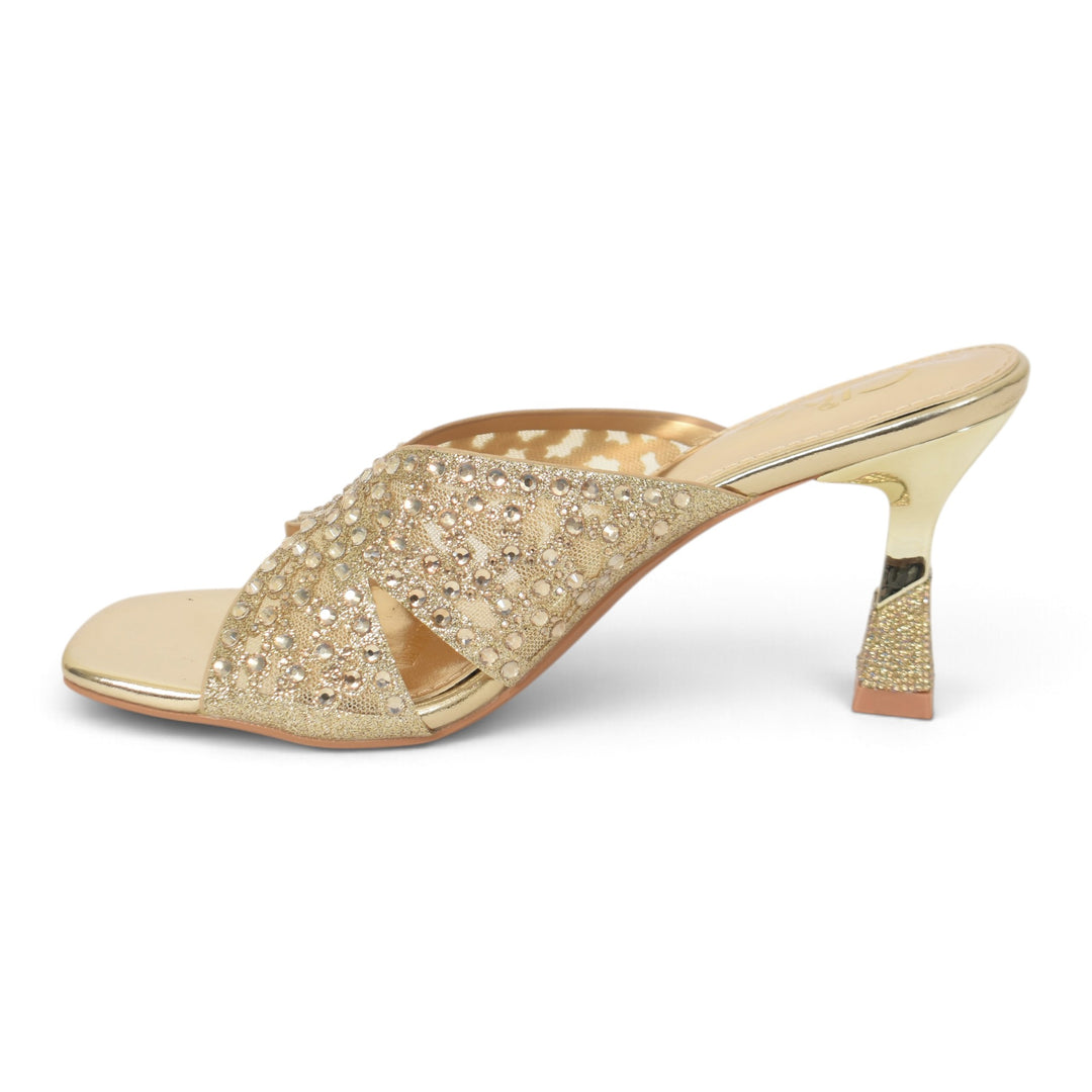 Golden Bridal Slipper Heels - l045238