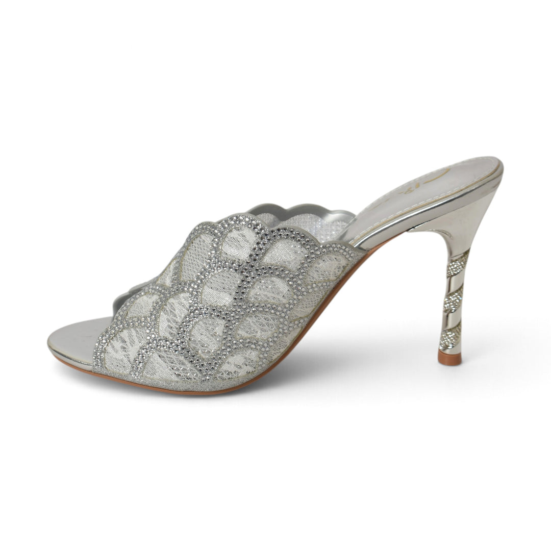 Silver Bridal Slipper Heels - l045234