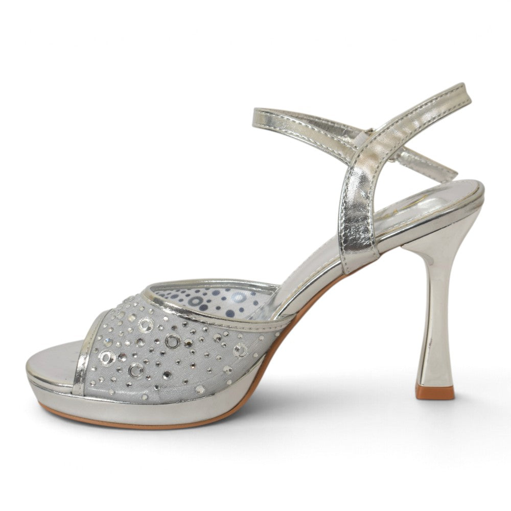 Silver Bridal Sandal Heels - l065813