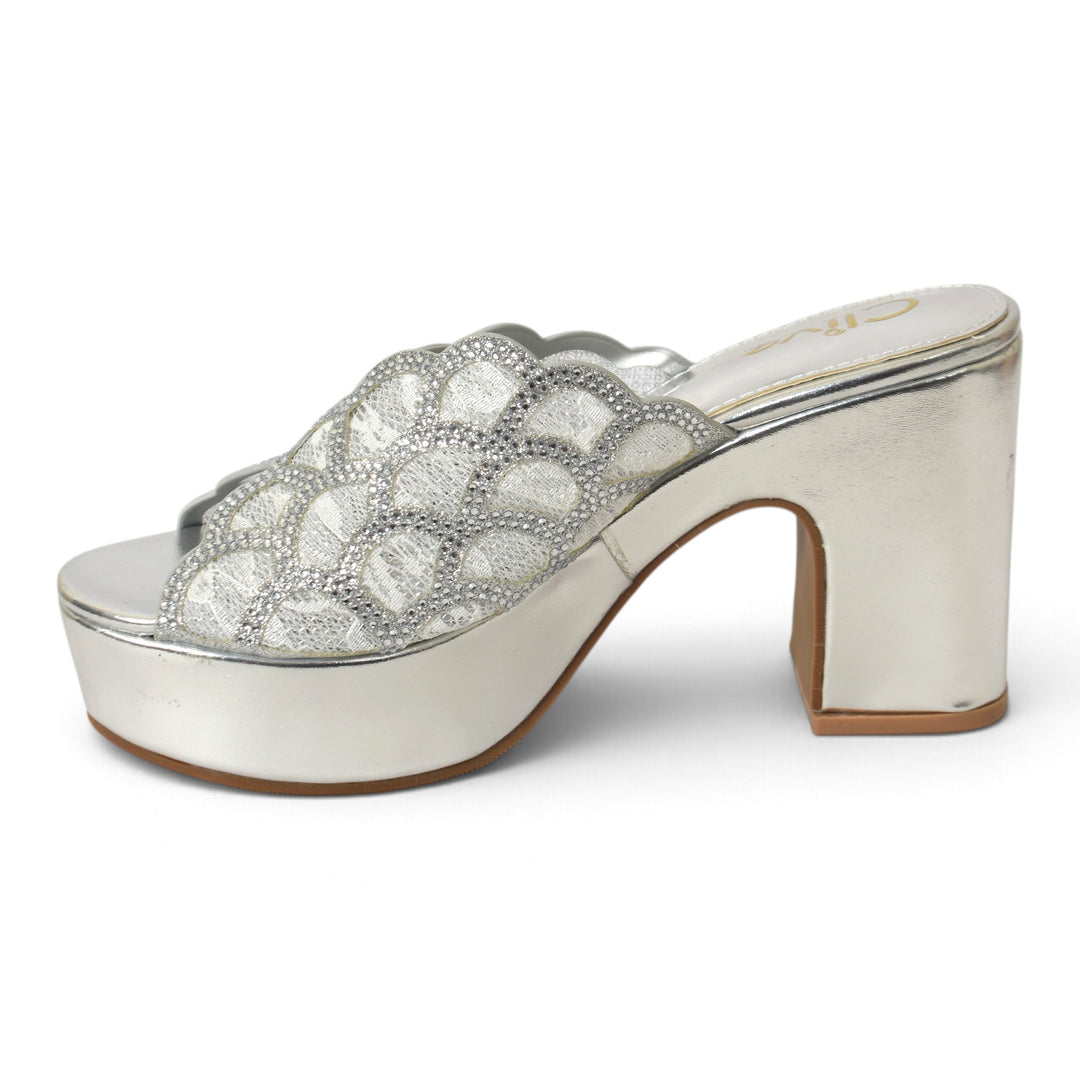Silver Bridal Slipper Heels - l045242