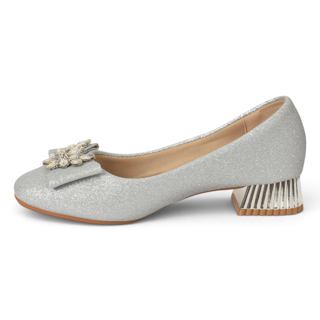 Silver Bridal Court Shoes - l087267