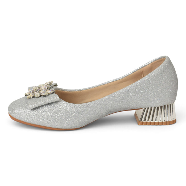 Silver Bridal Court Shoes - l087267