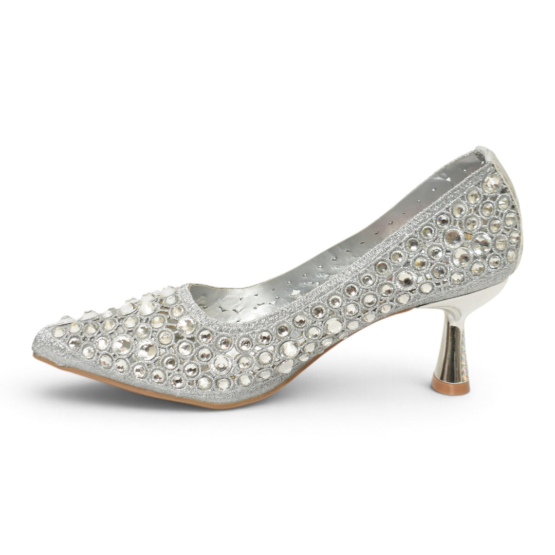 Silver Bridal Court Shoes - L087288
