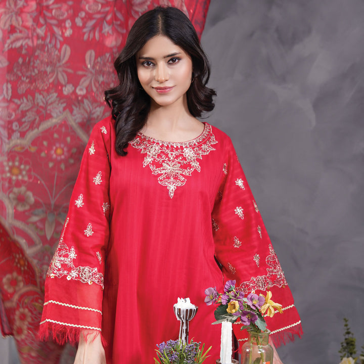 3-PC Luxury Embroidered dobby Lawn & Chiffon