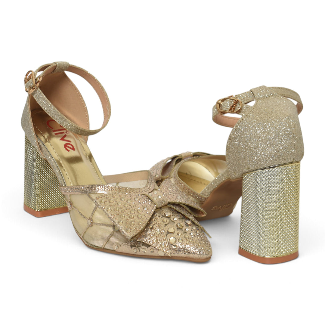 Golden Bridal Court Shoes - L087251