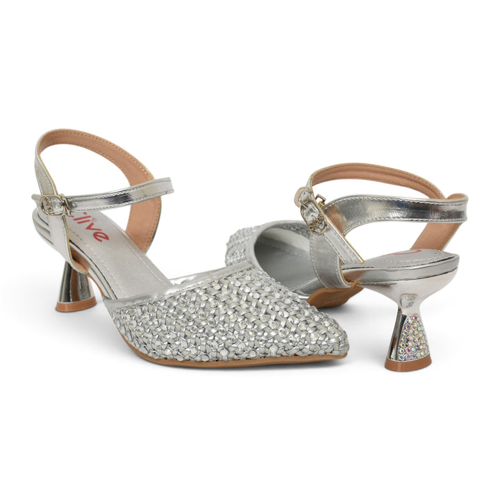 Silver Bridal Court Shoes - l087280