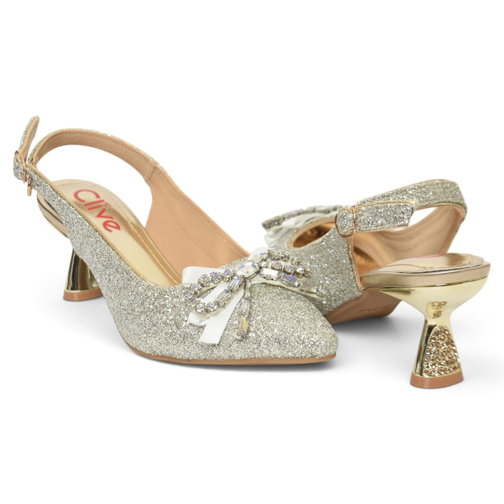 Golden Bridal Court Shoes - L087278