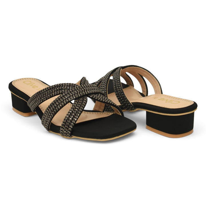 Black Fancy Flat Slipper - L042352