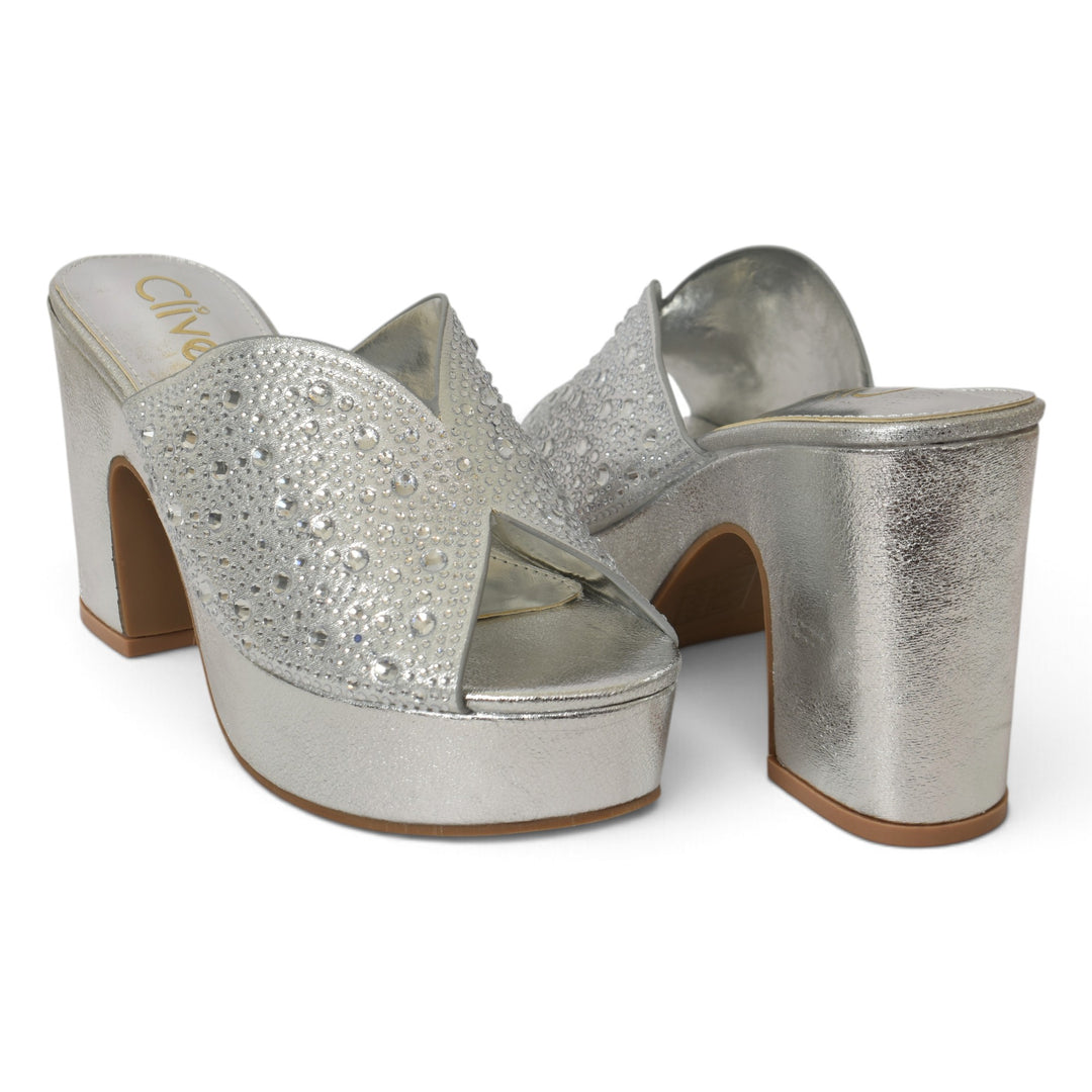 Silver Bridal Slipper Heels - l045243