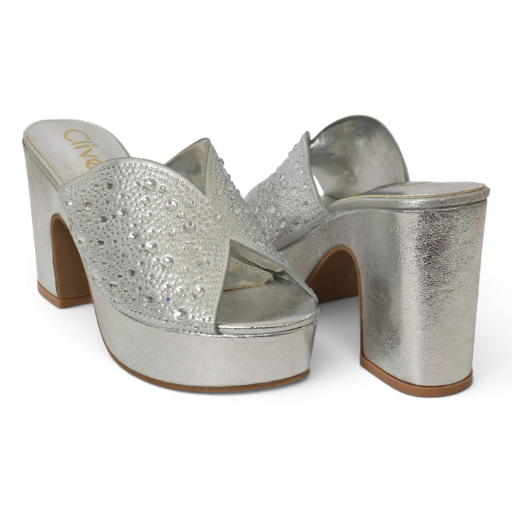 Silver Bridal Slipper Heels - l045243