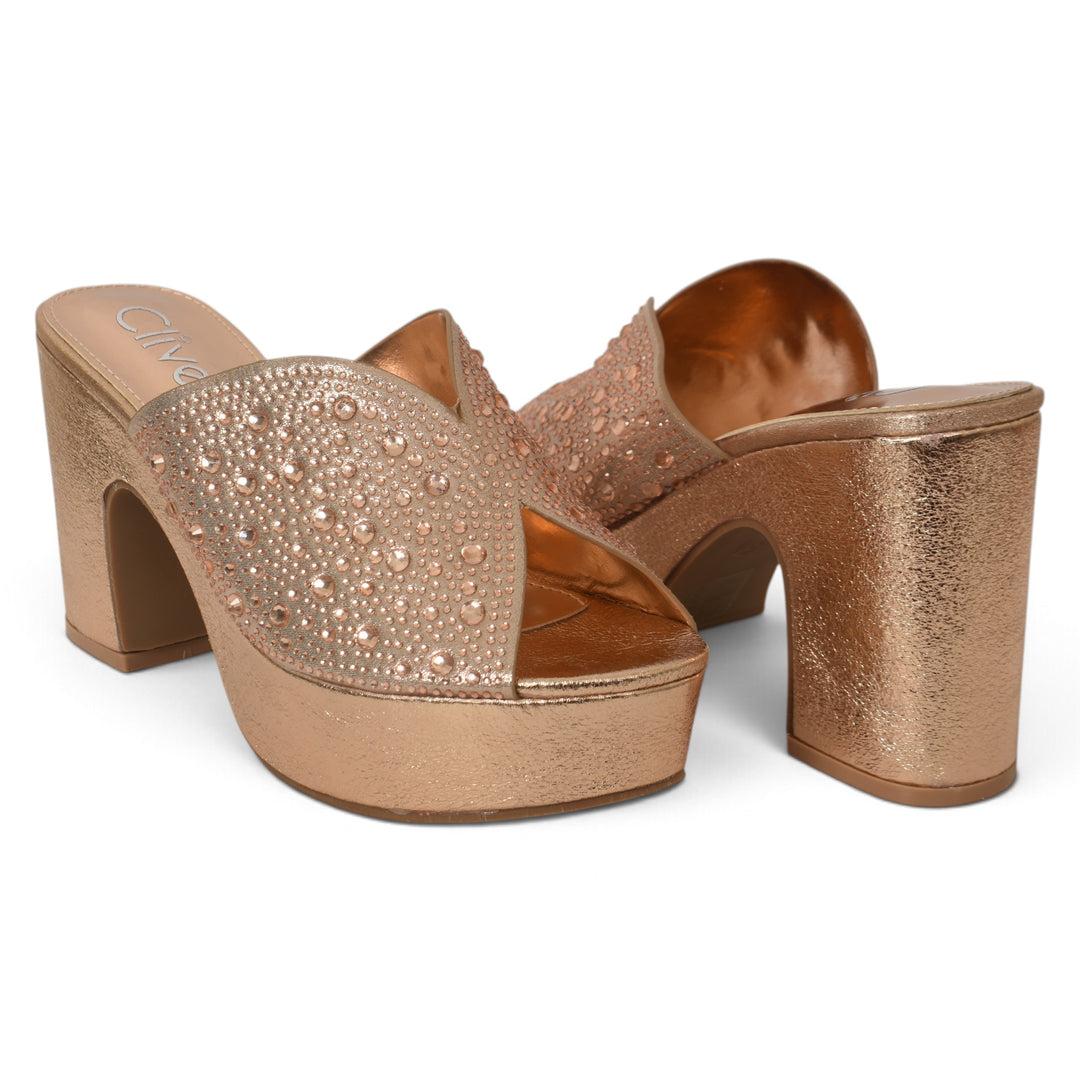 Champagne Bridal Slipper Heels - l045243