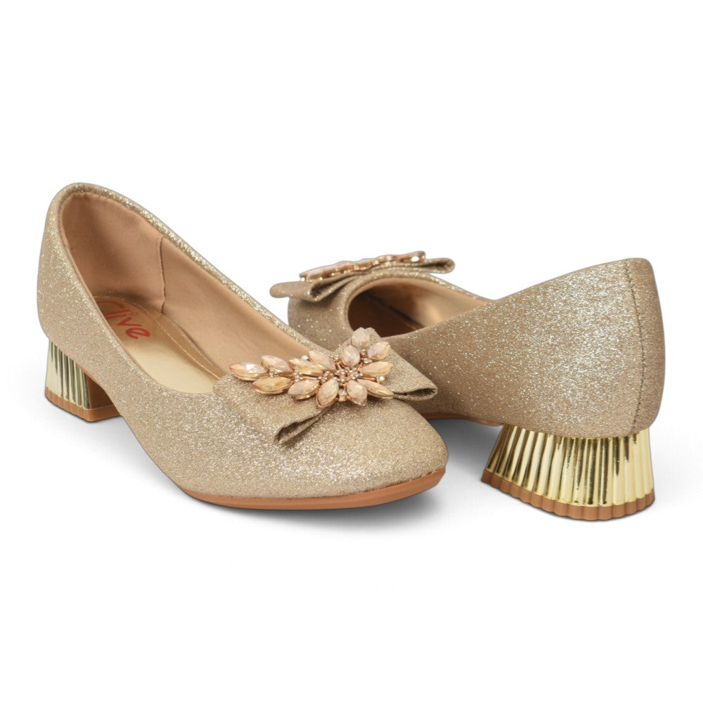 Golden Bridal Court Shoes - l087267