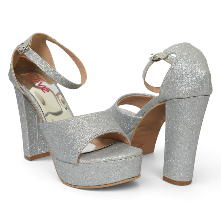 Silver Bridal Sandal Heels - L065821
