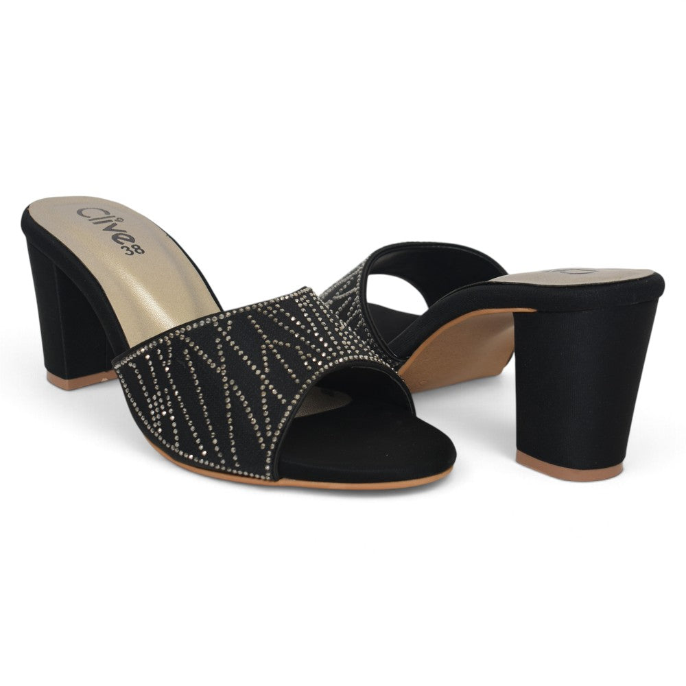 Black Bridal Slipper Heels - L045277
