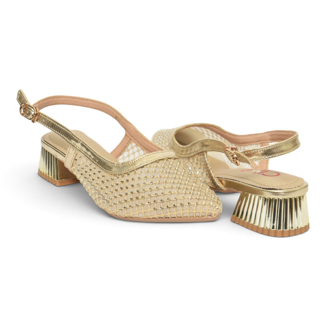 Golden Bridal Court Shoes - L087265