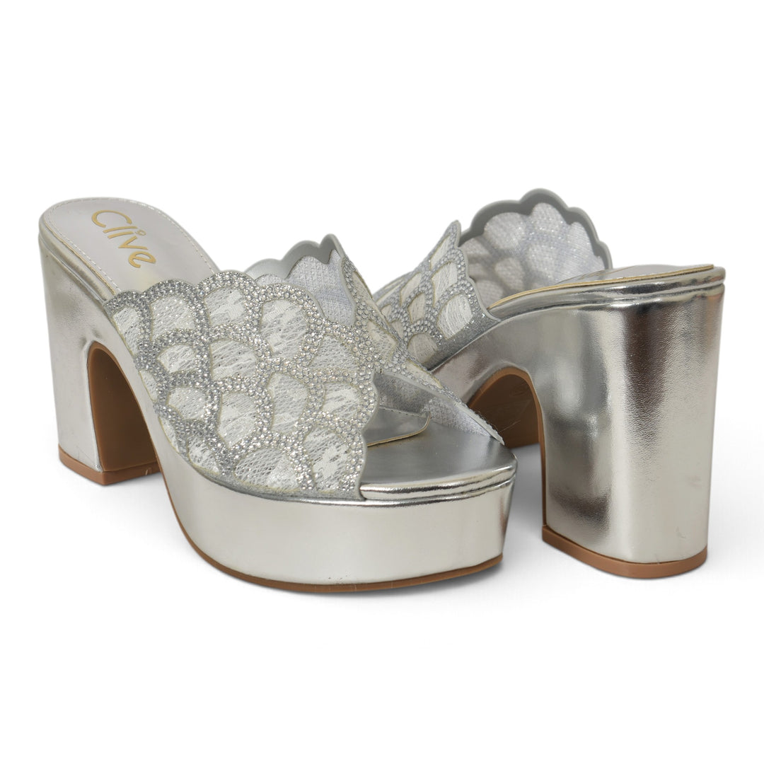 Silver Bridal Slipper Heels - l045242