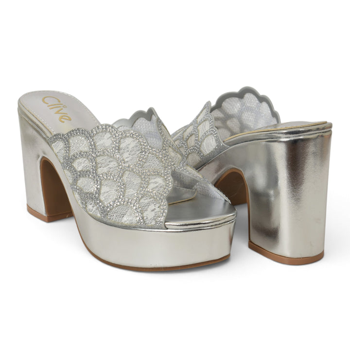 Silver Bridal Slipper Heels - l045242
